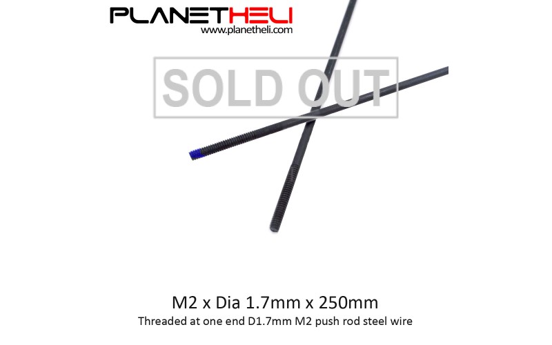 Threaded at one end D1.7mm M2 push rod steel wire 250mm Long